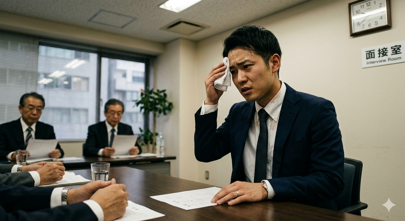 面接で緊張で汗が出る就活生